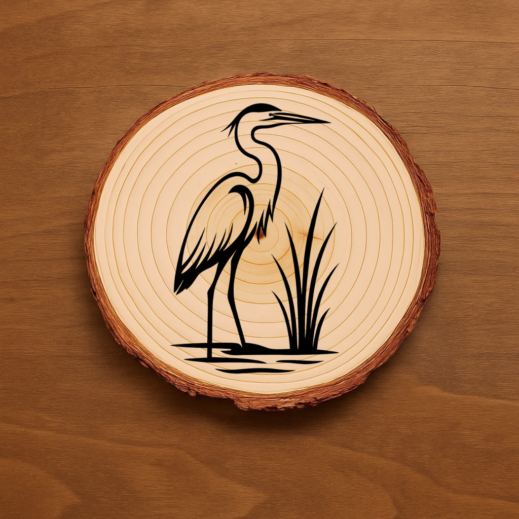Marsh Life Engraved Coasters | Coastal Heron & Lowcountry Marsh Design | Wood or Slate