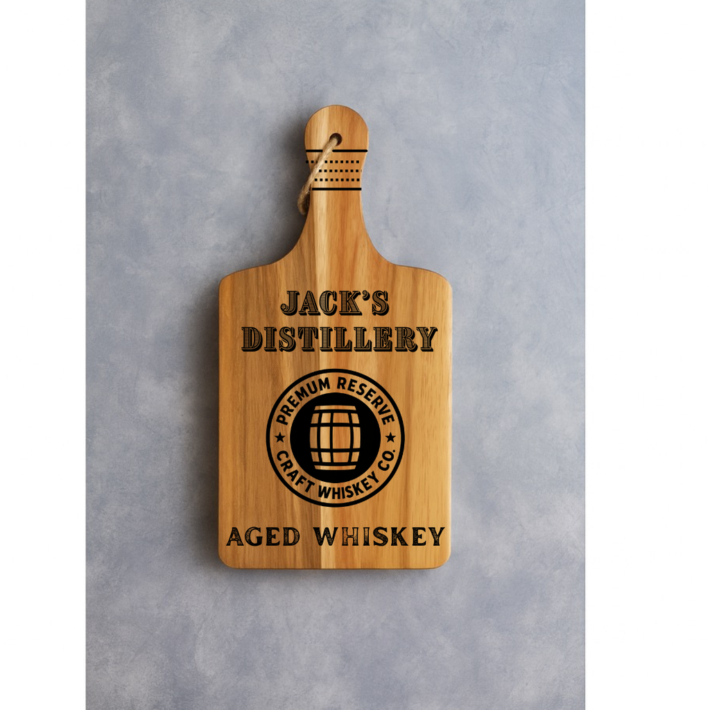 Personalized Whiskey Cutting Board – Engraved Distillery Style Serving Board