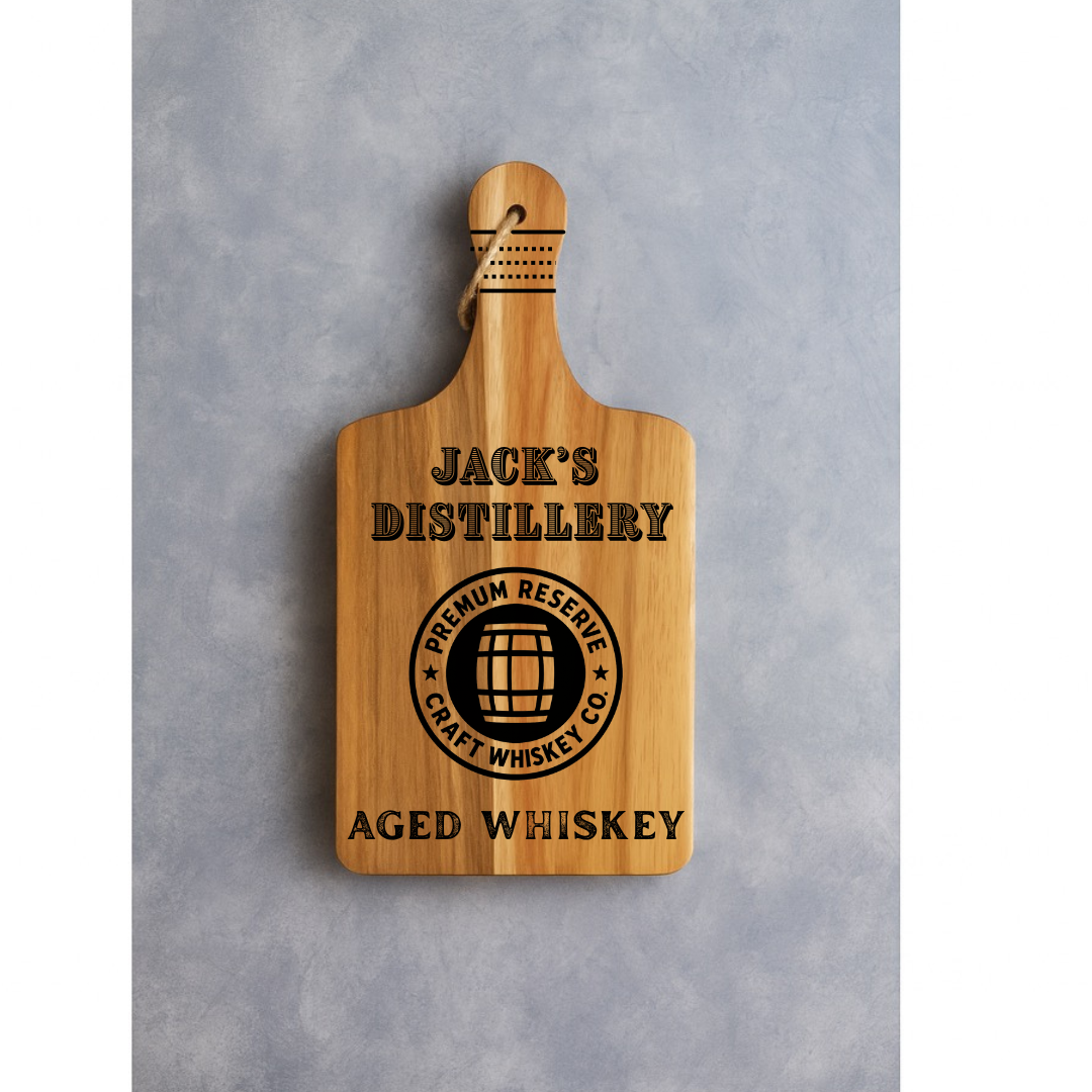 Personalized Whiskey Cutting Board – Engraved Distillery Style Serving Board