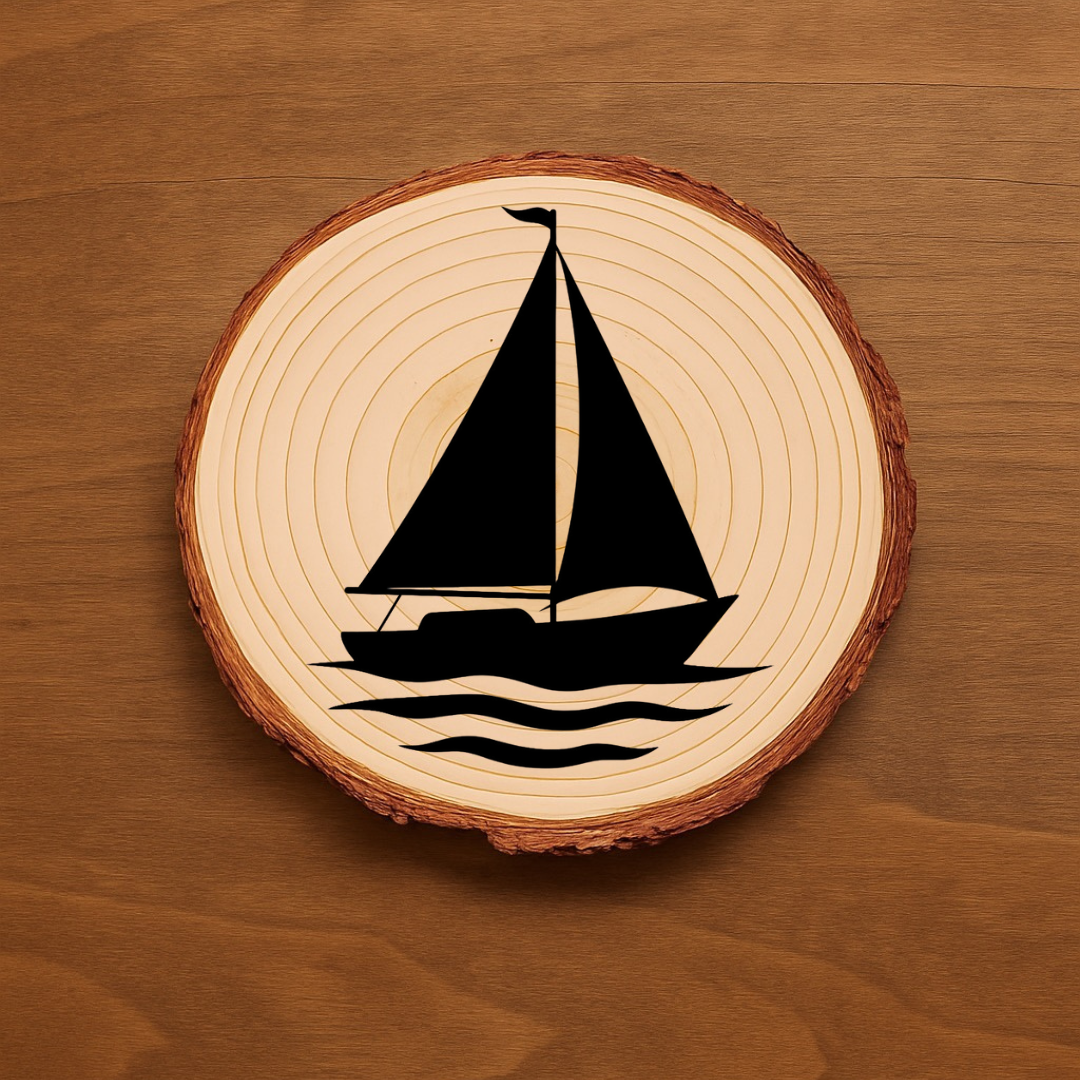 Nautical Coastal Coasters Set – Sailboat, Lighthouse & Anchor Engraved Wood or Slate Coasters