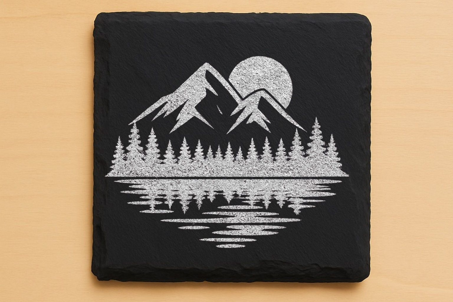 Rustic Cabin Life Coaster Set – Woodland & Mountain Designs | Wood or Slate Options