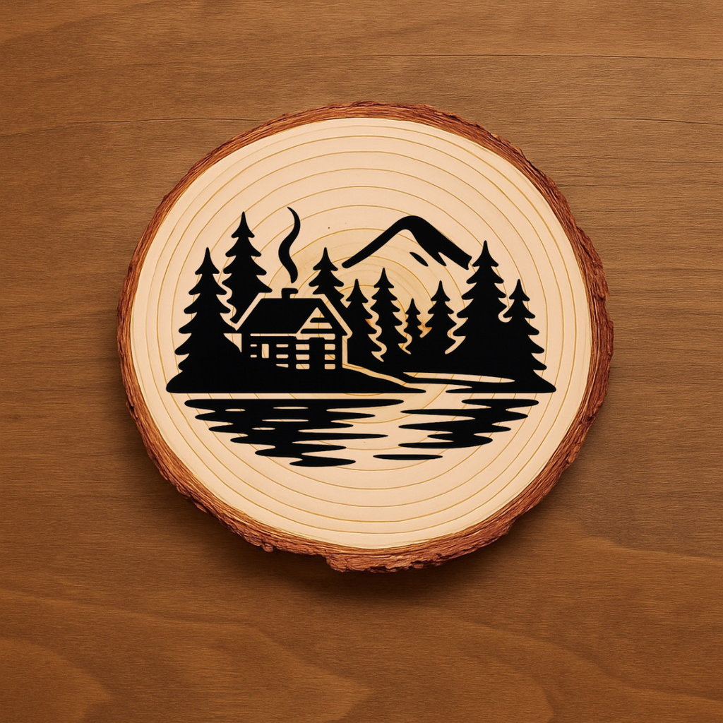 Rustic Cabin Life Coaster Set – Woodland & Mountain Designs | Wood or Slate Options