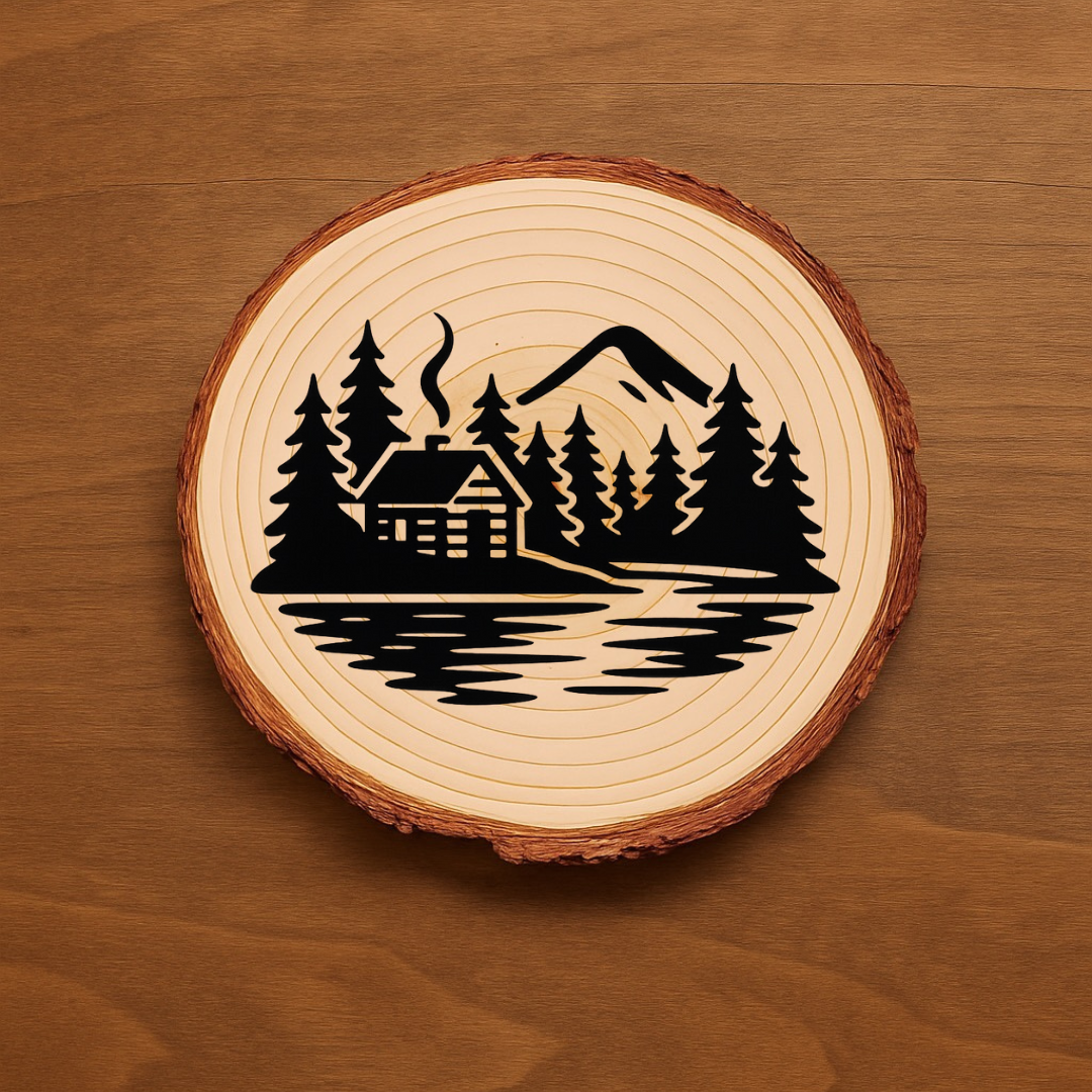Rustic Cabin Life Coaster Set – Woodland & Mountain Designs | Wood or Slate Options