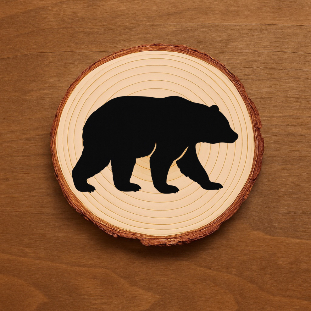 Bear Family Coaster Set – Rustic Wildlife Cabin Décor, Laser-Engraved Coasters, Wood or Slate Options (Set of 4)