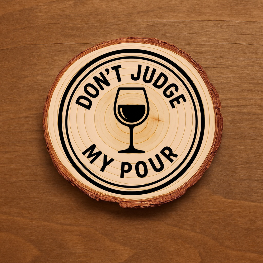 Wine Lover Coaster Set | Funny Wine Coasters – Rustic Wood Slice or Slate