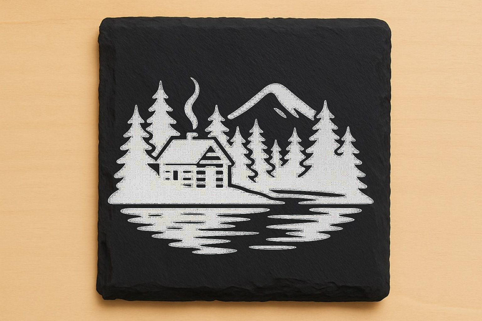 Rustic Cabin Life Coaster Set – Woodland & Mountain Designs | Wood or Slate Options