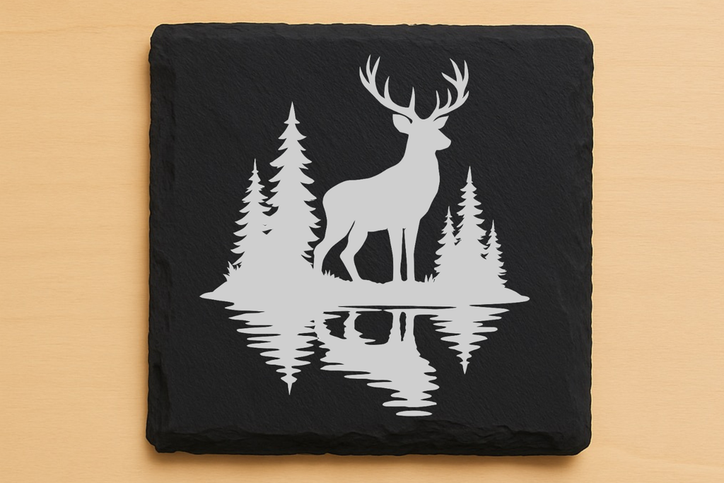 Rustic Cabin Life Coaster Set – Woodland & Mountain Designs | Wood or Slate Options