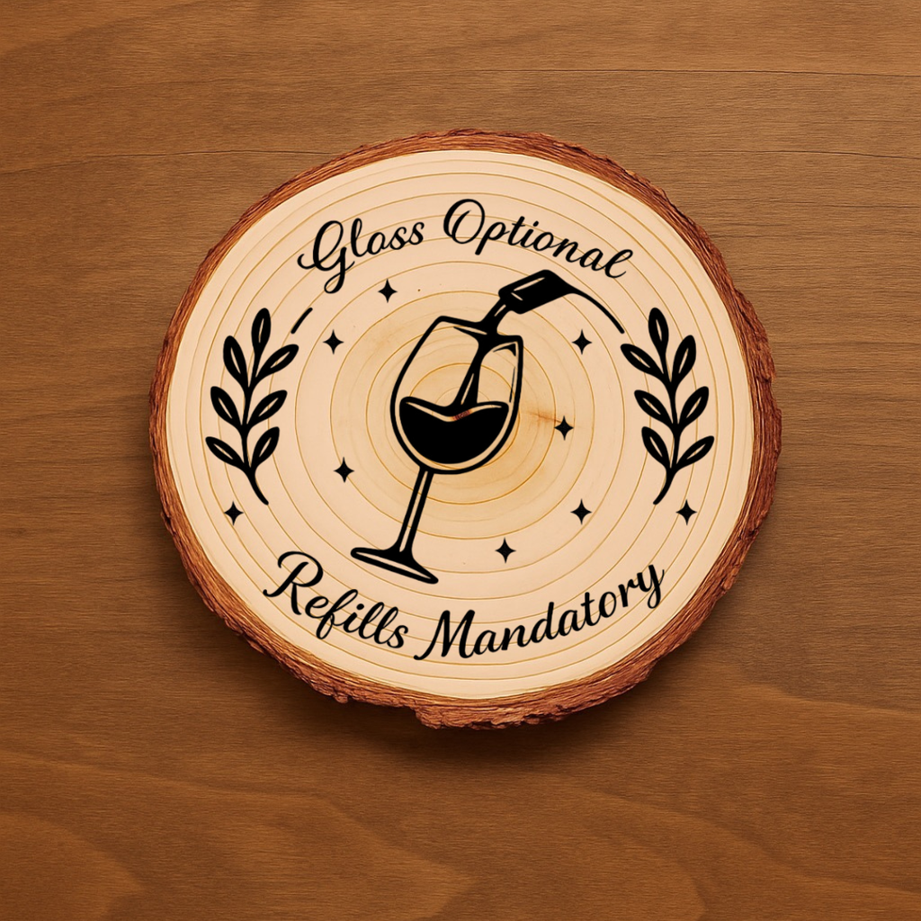 Wine Lover Coaster Set | Funny Wine Coasters – Rustic Wood Slice or Slate