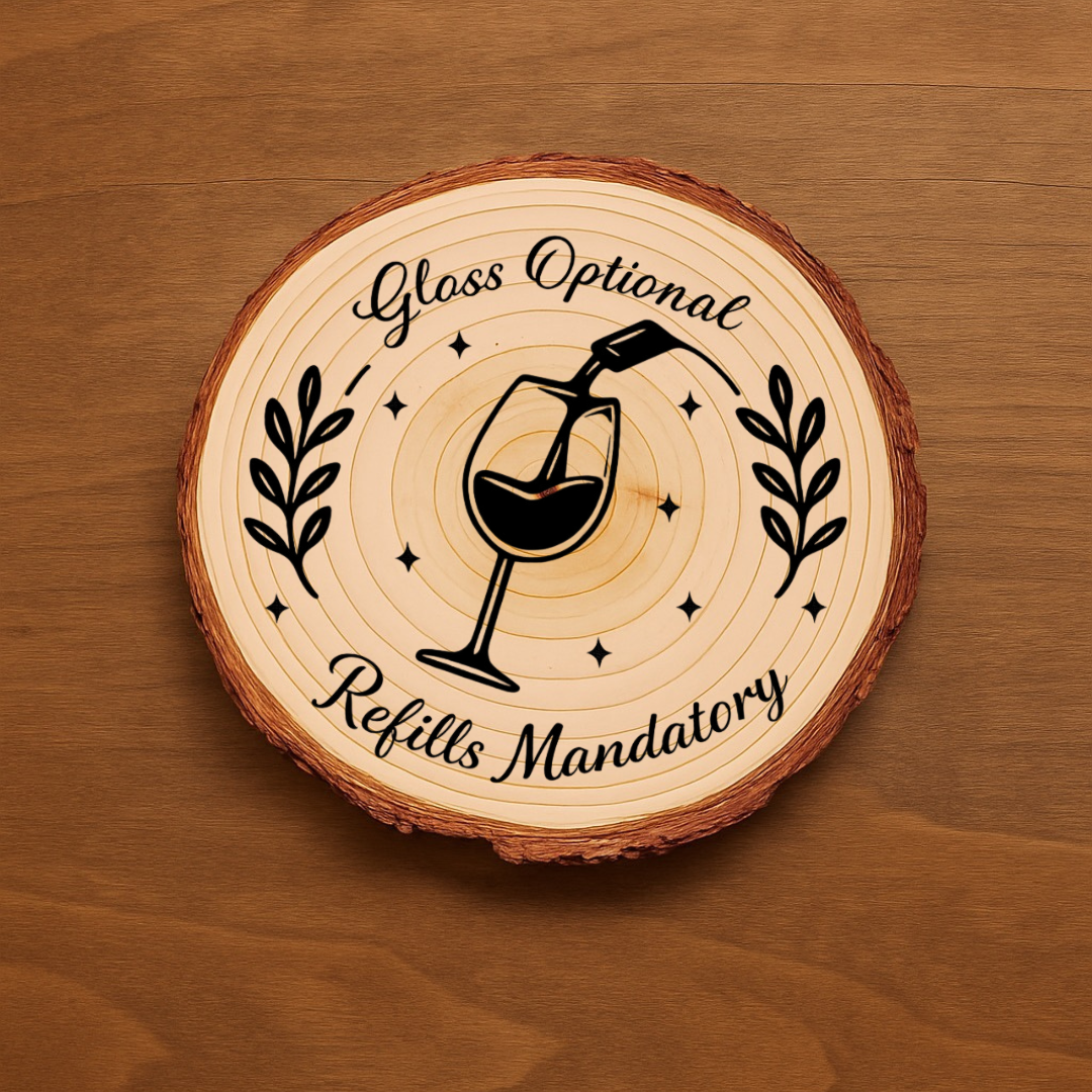 Wine Lover Coaster Set | Funny Wine Coasters – Rustic Wood Slice or Slate