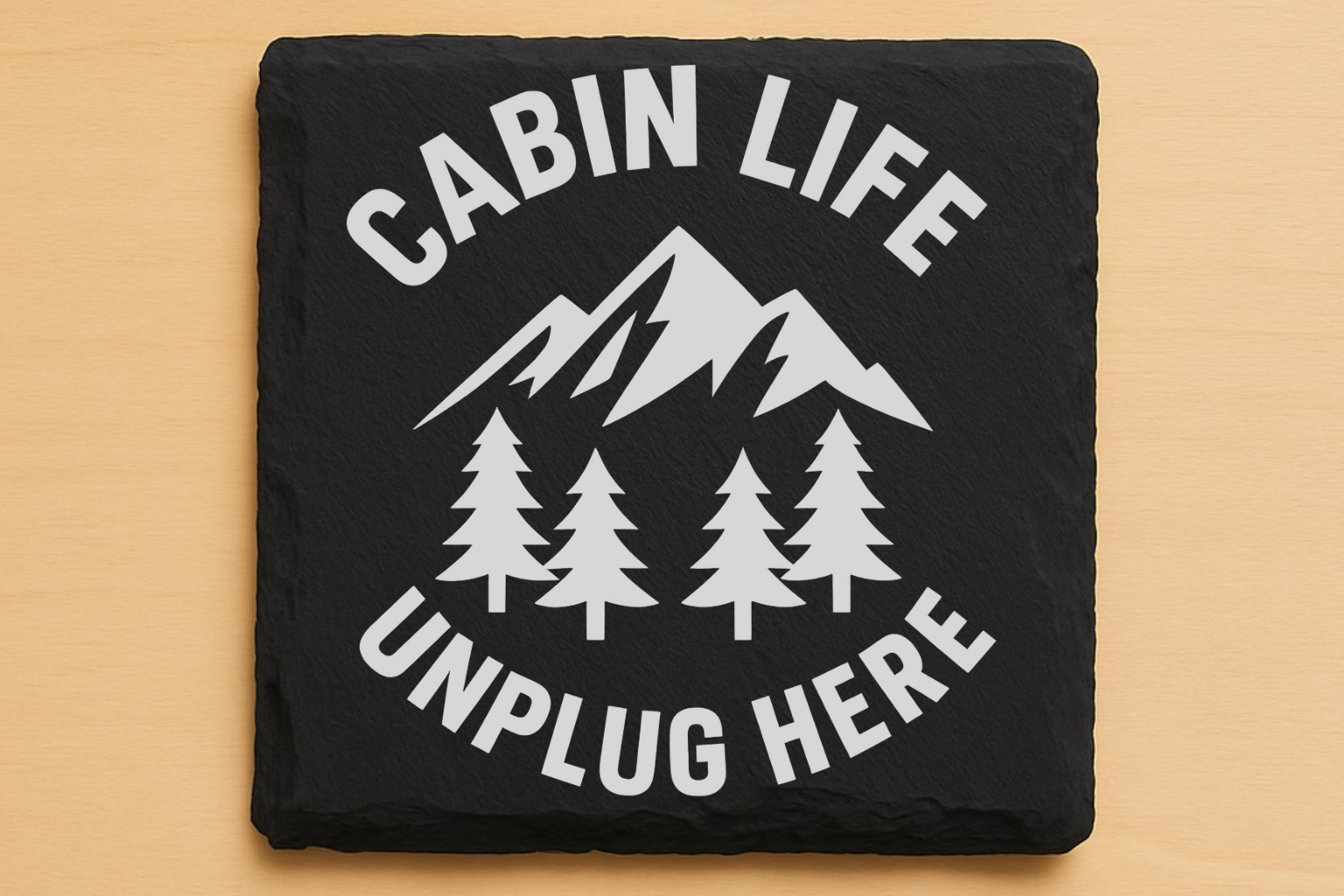 Rustic Cabin Life Coaster Set – Woodland & Mountain Designs | Wood or Slate Options