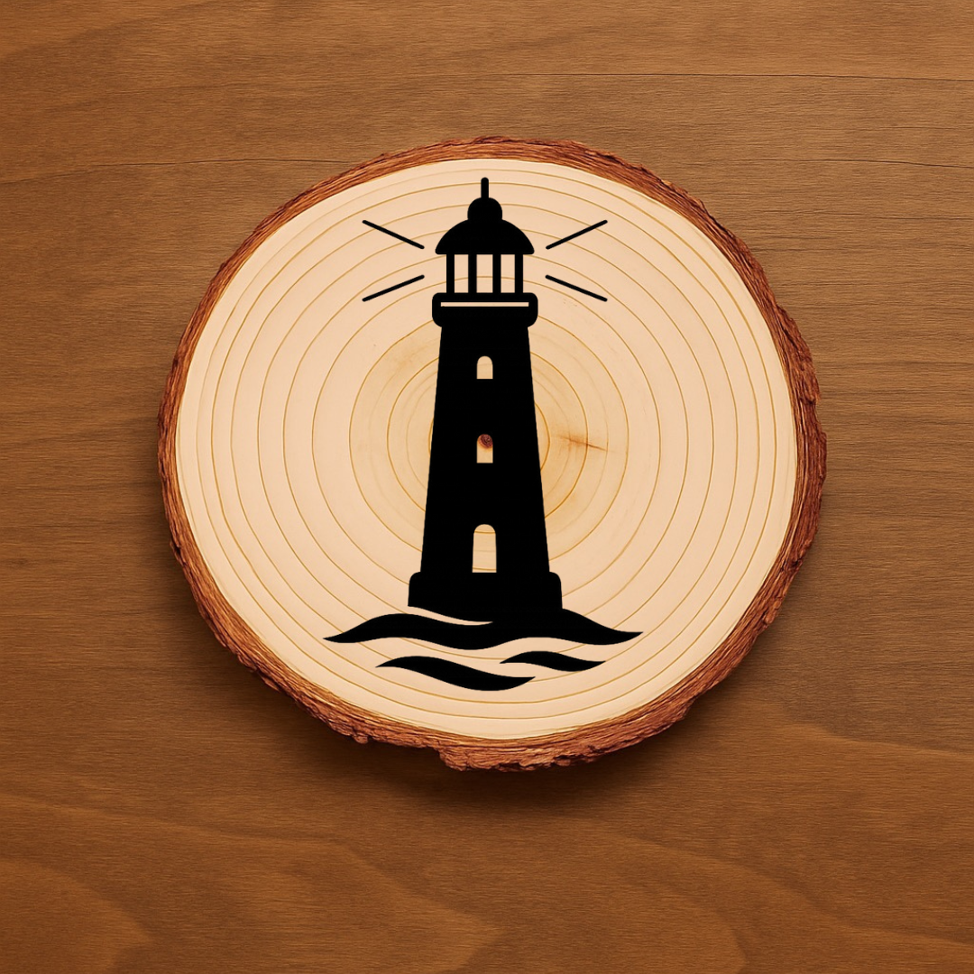 Nautical Coastal Coasters Set – Sailboat, Lighthouse & Anchor Engraved Wood or Slate Coasters