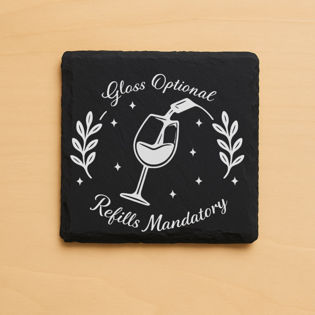 Wine Lover Coaster Set | Funny Wine Coasters – Rustic Wood Slice or Slate