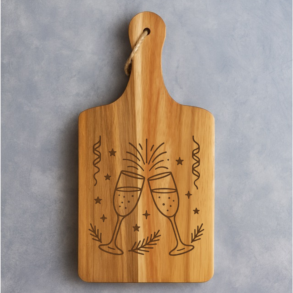 Champagne Toast Engraved Cutting Board | Celebration Serving Board