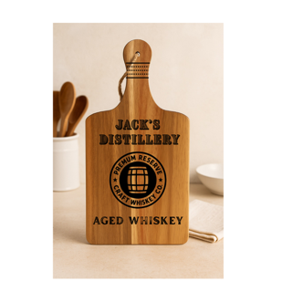 Personalized Whiskey Cutting Board – Engraved Distillery Style Serving Board