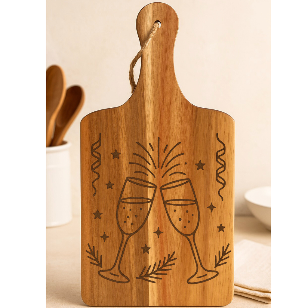 Champagne Toast Engraved Cutting Board | Celebration Serving Board