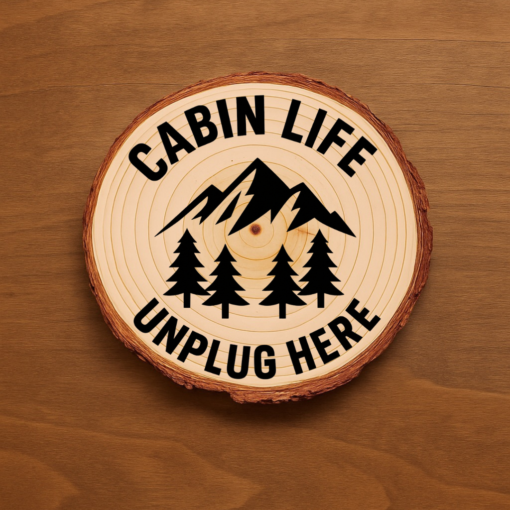 Rustic Cabin Life Coaster Set – Woodland & Mountain Designs | Wood or Slate Options