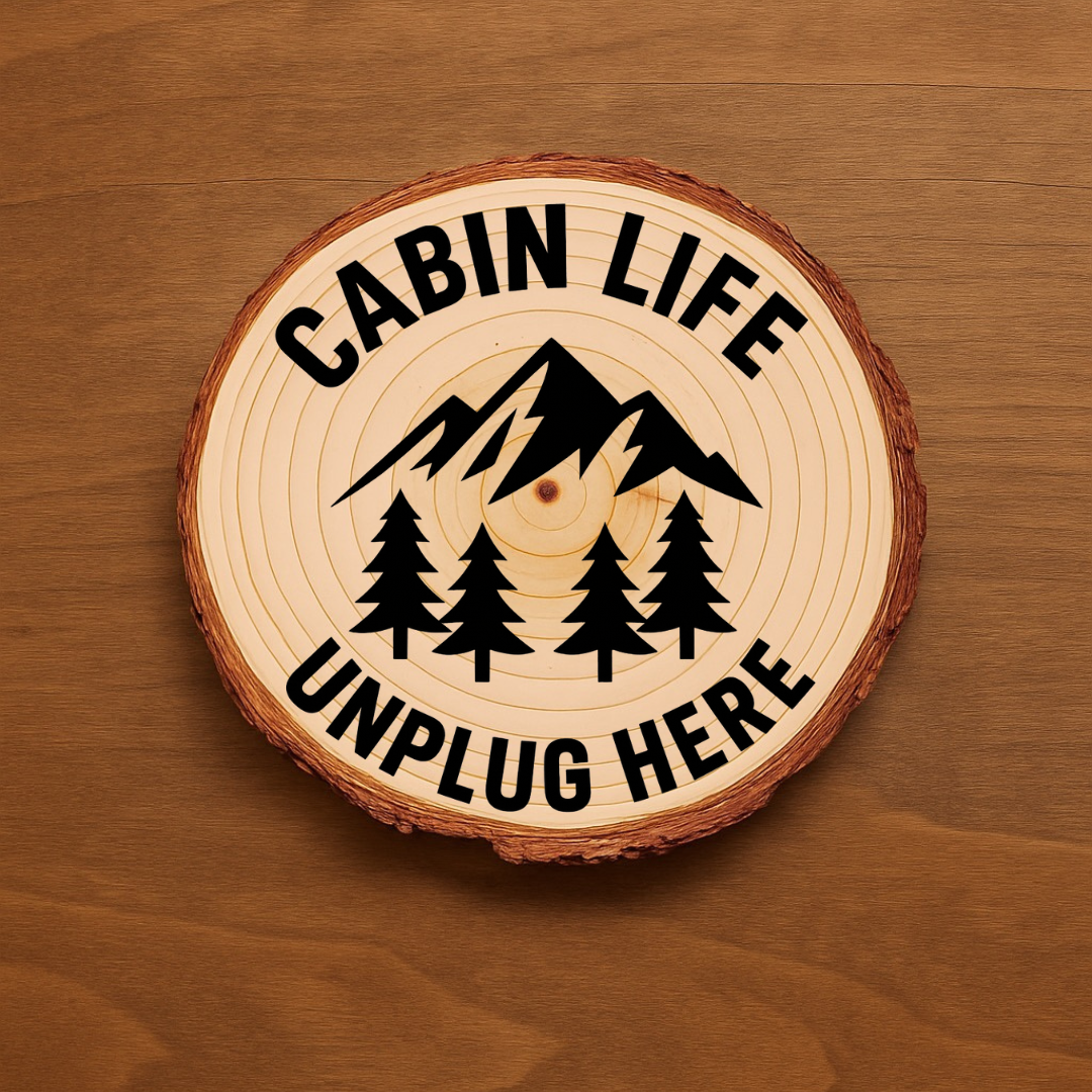 Rustic Cabin Life Coaster Set – Woodland & Mountain Designs | Wood or Slate Options