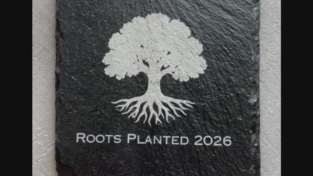 Housewarming Coasters for Couple | Personalized with Initials and Year | Engraved Slate with Tree Design