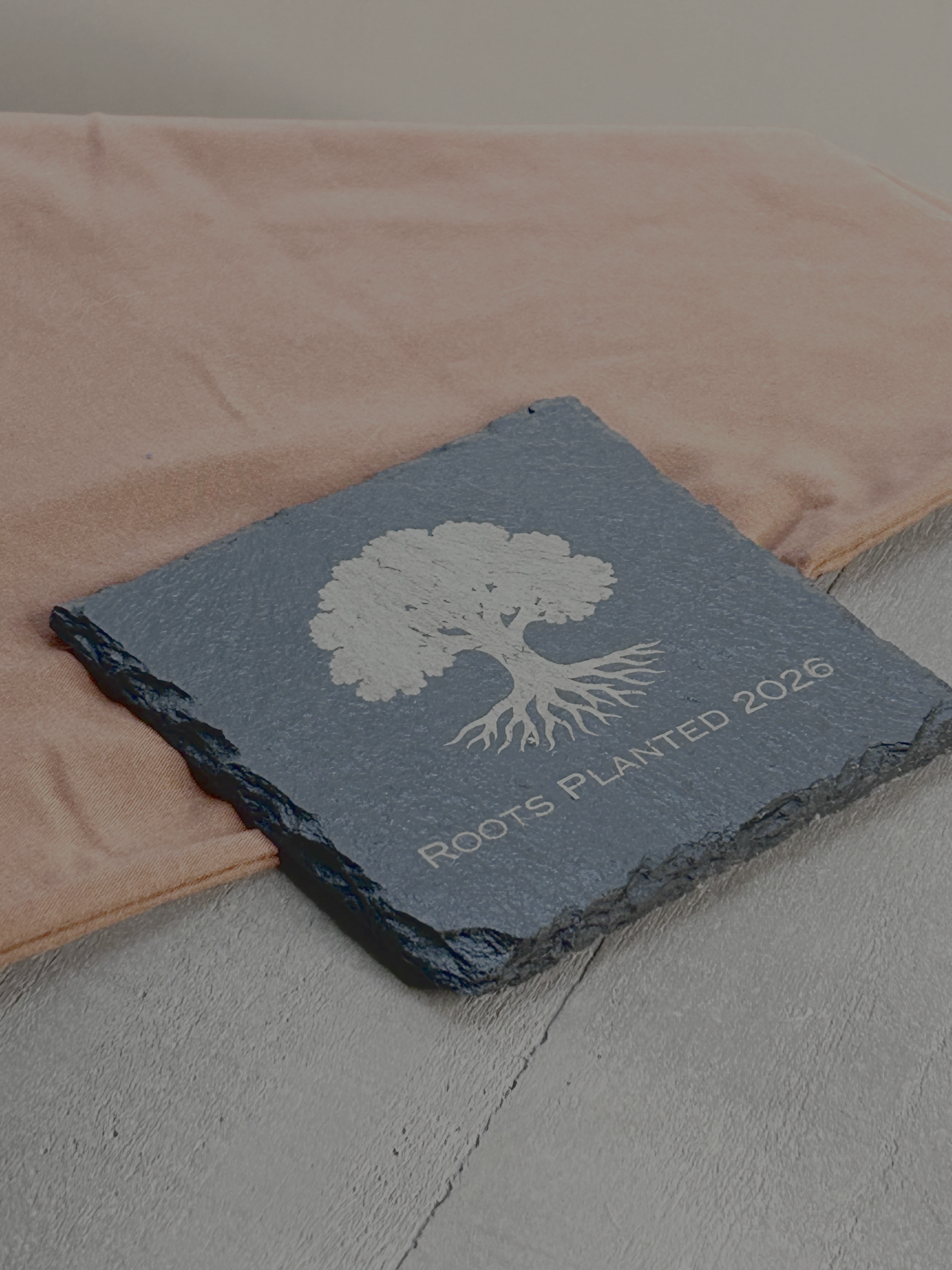 Housewarming Coasters for Couple | Personalized with Initials and Year | Engraved Slate with Tree Design