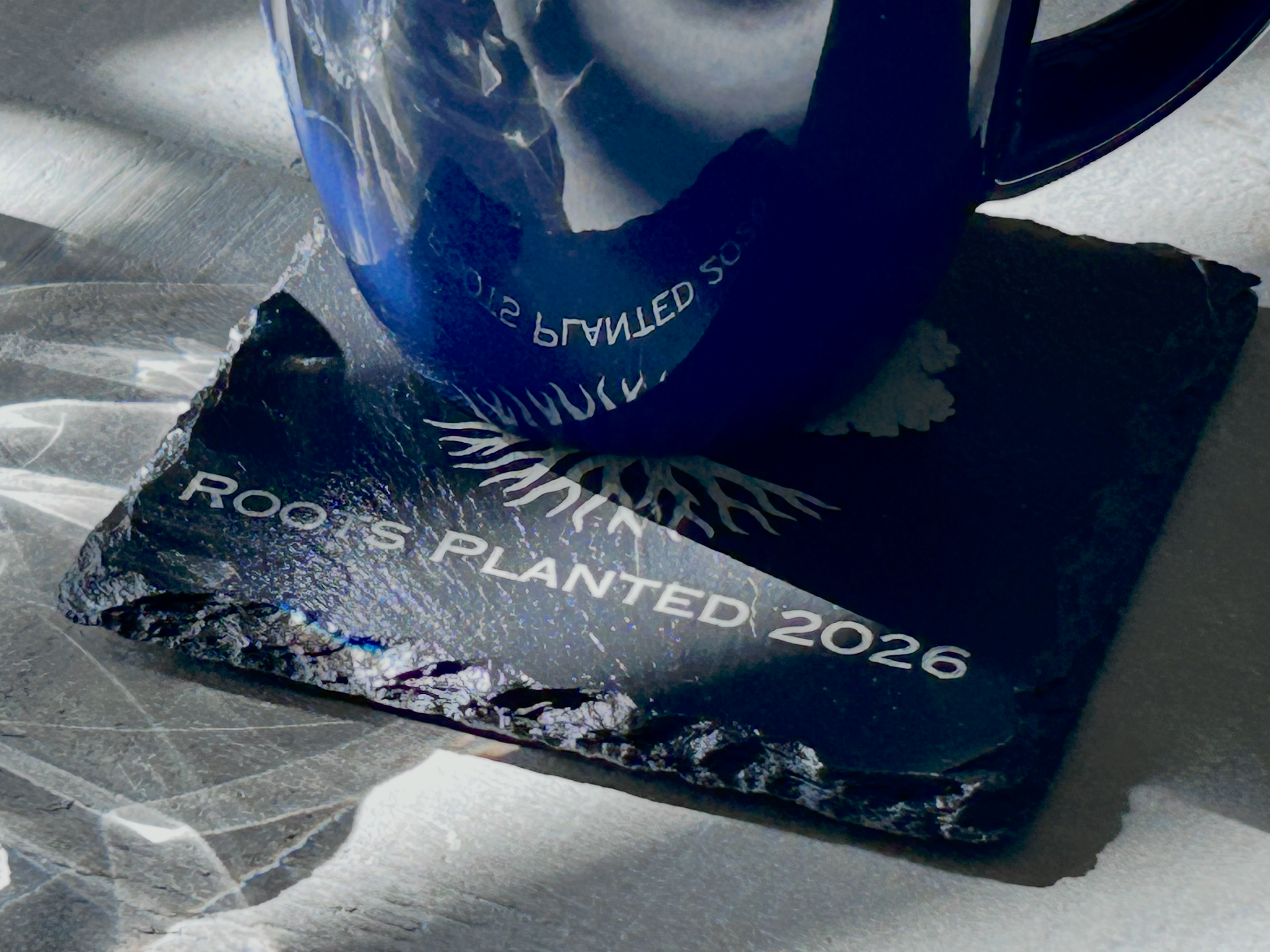 Housewarming Coasters for Couple | Personalized with Initials and Year | Engraved Slate with Tree Design